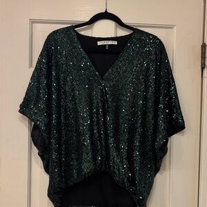 Trina Turk Emerald Sequin Blouse
